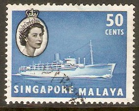 Singapore 1955 50c Blue and black. SG49.